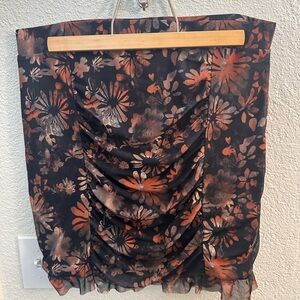 Free People Floral Black and Brown Skirt. Size XL.